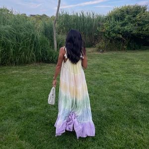 Pastel Flowy Maxi Dress with Tassle Straps